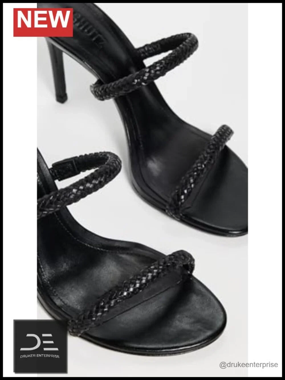 Leather Stiletto Heel Slingback Sandals, Slip On Open Toe